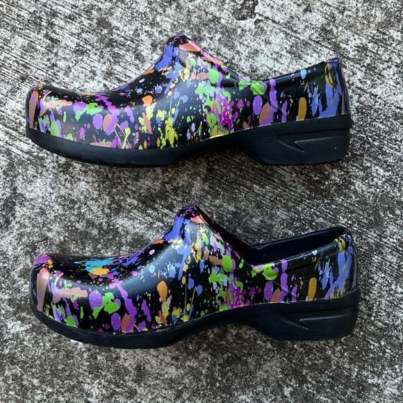 Revel Women's Anti Slip Clogs Memory Foam Multicolor Paint‎ Splatter Size 6 - Picture 5 of 9